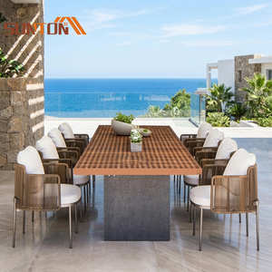 Ensemble <span class=keywords><strong>de</strong></span> salle à manger d'extérieur 8 pièces Table à manger et chaises en aluminium <span class=keywords><strong>Mobilier</strong></span> d'extérieur en plastique - Product Image 1