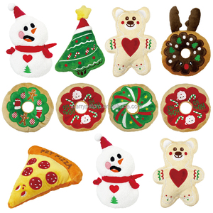 2024 Nieuwe Hond Interactieve Piepende Begeleiding Gevulde Kerst Pluche Pop Donut Pizza Speelgoed - Product Image 2