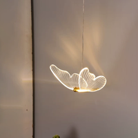 Nordique moderne LED acrylique papillons lustre plafonnier Double tête cristal Transparent or suspendus lampes suspendues
