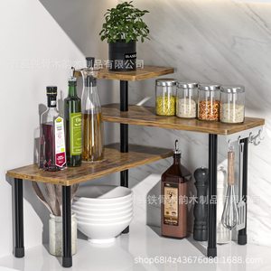 Wooden Countertop <b>Storage</b> Rack 3 Tier Movable Corner Shelf For Bathroom Bedroom Kitchen <b>Dressing</b> <b>Table</b> Organization - Product Image 2