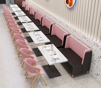 Bancs en cuir rose et noir modernes, assises dos à dos, pour restaurant, mobilier de table à manger, café, pâtisserie