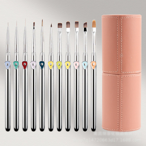 Ensemble de pinceaux à ongles avec manche en métal, pinceaux triangulaires en nylon pour la peinture au gel UV, pour le nail art - Product Image 6