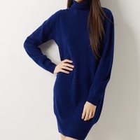 Service OEM personnalisé Robe pull décontractée en laine à col roulé coupe ample et oversize pour la vente en gros