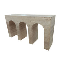 Meubles de salon en pierre naturelle personnalisés Table de canapé Design longue entrée Table console moderne en arche noire en marbre
