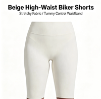 Shorts de cyclisme beige mat personnalisés OEM/ODM avec logo pour club de gym – Effet sculptant
