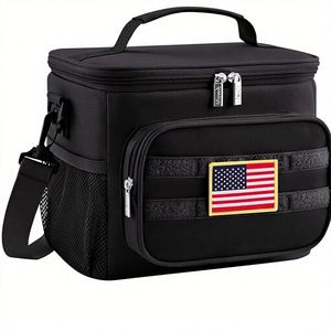 Boîte à lunch tactique pour hommes, sac à lunch isotherme avec fermeture éclair, 9L, 12 canettes, polyester, résistant aux fuites, noir - Product Image 1