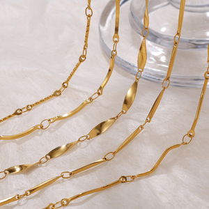 <span class=keywords><strong>Collana</strong></span> Minimalista con Catena a <span class=keywords><strong>S</strong></span> in Bambù, Acciaio Inossidabile Placcato Oro 18K - Product Image 2