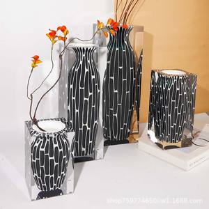 Geometric <b>Striped</b> Resin <b>Vase</b> Square 9x9x14cm 9x9x20cm 10x10x30cm 12x12x35cm Handmade Floral Display Tabletop Decor - Product Image 5