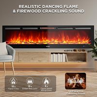 Cheminée électrique murale et encastrable de 80 pouces avec plusieurs couleurs de flammes et de lits de bûches, et contrôle intelligent par application pour la maison (vente en gros)