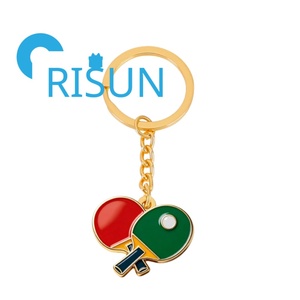 Llavero de Metal Esmaltado al por Mayor para Amantes del Deporte, Souvenir de Aleación de Zinc con Pelota de <span class=keywords><strong>Ping</strong></span> Pong y Raqueta de Tenis de Mesa, Colgante para Bolso - Product Image 2