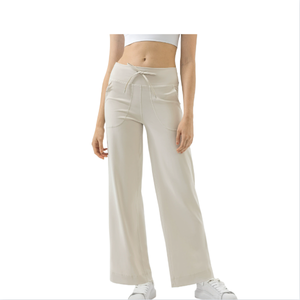 Pantalones Anchos Holgados Estilo Coreano Vintage con Cierre de Cordón y Bolsillos Grandes para Mujer, para Fitness, Yoga y Ocio (Nailon y Elastano) - Product Image 3