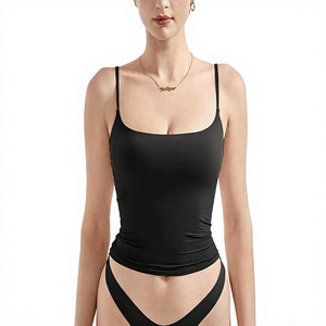 Women's Double Line Square Neck Tank Top Summer Y2K Going Basic Cami Shirt Intimates Wear Poly/Spandex Blend Quick Dry - Product Image 6