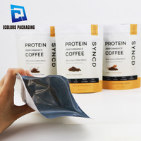 Sachet Doypack à valve et fermeture éclair, sans BPA, de qualité supérieure, à faible MOQ, de qualité alimentaire, imprimé sur mesure, pour café, protéines et grains torréfiés