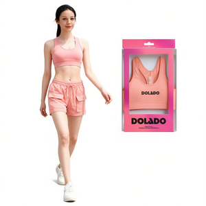 Dolado Set reggiseno sportivo da donna, mezza coppezza, senza ferretto, in spandex e poliestere, tinta unita, vita media, non imbottito, lavabile in lavatrice - Product Image 1
