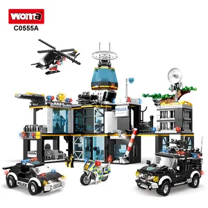 لعبة WOMA C0555 نموذج تجميع تعليمي ديي فريق سوات المدينة بناء كتلة الطوب مجموعة مركز الشرطة لعبة سيارة