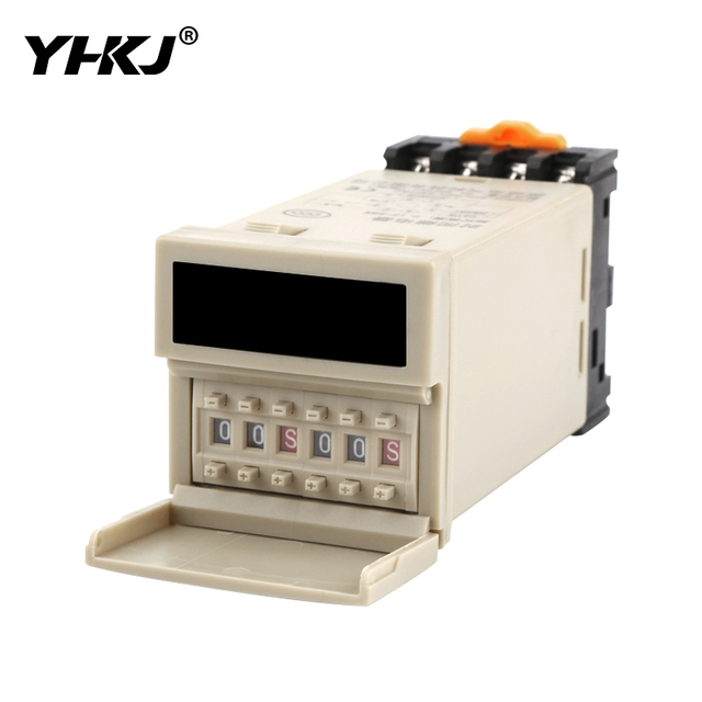 DH48S-S Flip Version Digital LED Programmable Timer Time Relay Switch with Socket Base 12V 24V 220V 380V Delay Timer 0.01S-99H