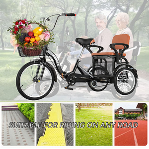 LEWEE Nuovo Triciclo a 3 <span class=keywords><strong>Ruote</strong></span> con Grande Cestino e Sedile Posteriore, Bicicletta a <span class=keywords><strong>Tre</strong></span> <span class=keywords><strong>Ruote</strong></span> da 21 Pollici per il Tempo Libero Genitore-Figlio - Product Image 2