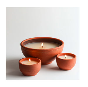 Élégant porte-bougie en terre cuite fait main, décoration rustique en argile pour Noël, idéal pour salle à manger, cheminée, salon, centre de table - Product Image 3