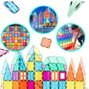 Blocs magnétiques pour les jouets d'apprentissage des STEM de 3 <span class=keywords><strong>ans</strong></span> et plus Tuiles de construction résistantes Jeux pour enfants Garçons et filles - Product Image 2