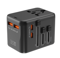 Adaptateur de voyage PD35W GaN avec 2 ports USB-C et 2 ports USB-A, chargeur rapide universel PD/QC3.0 8A, prise AC pour plus de 150 pays, certifié CE/FCC
