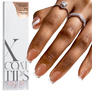 XCOATTIPS Faux Ongles Courts Carrés Couverture Complète Marron French Tip en Gel Souple X Coat Tip Épais à Coller en Gros - Product Image 2