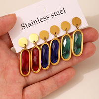 Pendientes colgantes de piedra de cristal checo importados súper brillantes multifacéticos chapados con bordes de oro real de 18K pendientes de alta calidad