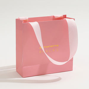 Sacs cadeaux en papier pour bijoux avec ruban imprimé personnalisé, avec nœud, logo personnalisé, sac d'emballage de luxe avec poignée en ruban - Product Image 6