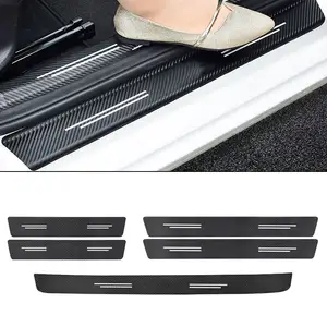 4 Cái XE Door Sill Chống Kick Stickers Scuff Chống Xước Sợi Carbon Cho Jaguar XE XF XJL EPACE F Tốc Độ F-TYPE Phụ Kiện