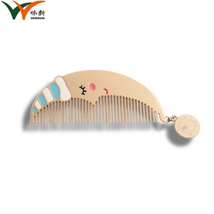 Hardware Factory High Quality Curved <b>Moon</b> Shape Custom Logo Metal Comb with Pendant - Product Image 2