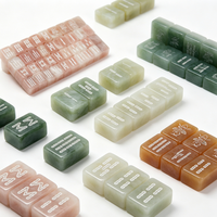 Tuiles de Mahjong en marbre gravé effet jade durables, blocs de jeu artistiques sur mesure, ensemble de Mahjong pour la maison et les collectionneurs