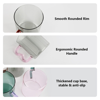 Tasse à café en verre borosilicate coloré en gros, tasse à boisson chaude ou froide, vaisselle de cuisine, tasse transparente avec poignée incurvée