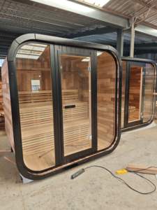 Sauna <span class=keywords><strong>à</strong></span> deux personnes en cèdre rouge de haute qualité compatible avec l'aromathérapie, avec thermomètre, seau et plateau pour huiles essentielles - Product Image 4