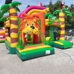 Aufblasbare safari-lowen-hupfburg <b>inflatable</b> jungle bouncy castle with slide commercial kids bounce <b>house</b> combo for party - Product Image 2