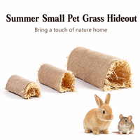Tunnel en herbe naturelle solide pour hamster, cachette pour petits animaux, cochon d'Inde, lapin, emballage en carton écologique, jouet à mâcher, habitat pour animaux de compagnie
