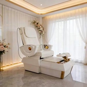 เก้าอี้นวดทำเล็บสปาหรูหรา หนัง PU ปรับไฟฟ้าได้ พร้อมไฟ LED 7 สี อ่างน้ำวนไร้ท่อ อัตโนมัติ - Product Image 1
