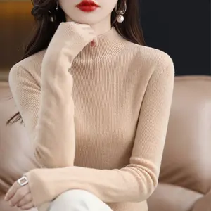 Inverno new front line ready-maglione di lana maglione con collo a lupetto da donna camicia a maniche lunghe slim