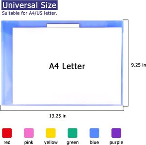 A4-formaat plastic enveloppen, poly enveloppen, mapen met etiketvak en drukknoop voor thuis, werk en kantoororganisatie - Product Image 3