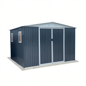 Caseta de Jardín Gris de 12FTx10FT para Exteriores con Techo a Dos Aguas y Estructura de Acero para Almacenamiento - Product Image 1