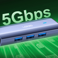 Adaptateur Hub USB-A/TYPE-C vers USB3.0 5 Gbps LDNIO DS-114UC en vente