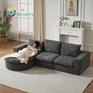 Divano Moderno a Due Posti in Ciniglia con Elementi Curvi, Poltrona Reclinabile, <span class=keywords><strong>Design</strong></span> Modulare Completamente Compresso, Nessun Montaggio Richiesto - Product Image 1