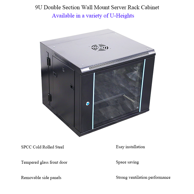 Good Strong Structure 4u 6u 9u 12u 15u 18u Double Section Wall Server Rack with Swing Out