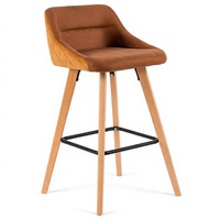 JOHOOFURNITURE Chaise de bar en tissu bicolore marron-moutarde, siège ergonomique réglable en hauteur, fabrication chinoise, tabouret de bar pour pub