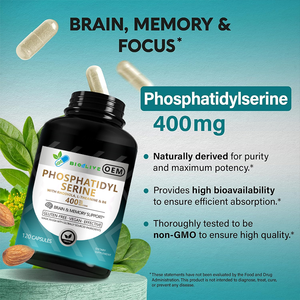 Capsules de phosphatidylsérine OEM, 120 unités, complément alimentaire avec Rhodiola, L-théanine et B6, soutien cérébral et mémoire, végétalien, sans gluten - Product Image 5