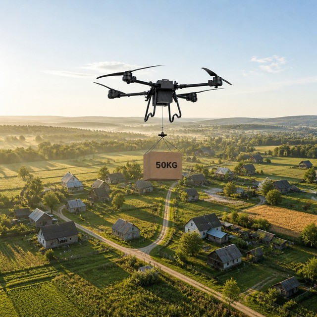 FY-TS50 Rural Village Cargo Delivery Quadcopter 50kg Payload 15KM FPV 55min Flight 4-Axis Foldable Gear Pump 1 Year Warranty