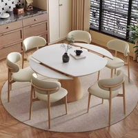Table à manger rétro française en bois massif 6 places avec quatre chaises, combinaison haut de gamme, simple, pour appartement ou villa, pliable, écologique