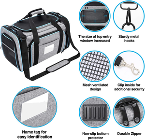 Transportín para Mascotas Aprobado por Aerolíneas OEM, Transportín de Viaje para Mascotas con Laterales Suaves, Expandible por 4 Lados, Plegable para Gatos, con Bolsillos - Product Image 6