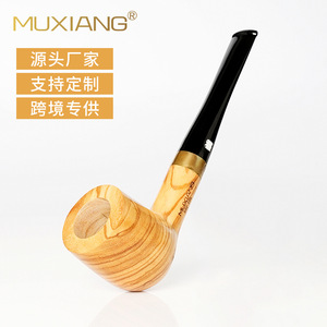 Muxiang Handcrafted Olive Wood Smoking Pipe Bent Type Tobacco Pipe For Men Personal Gift - Product Image 5