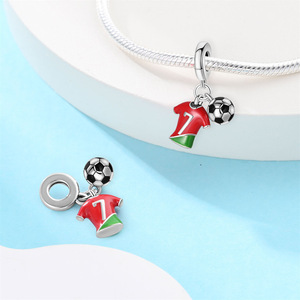 Ciondoli Fai-da-Te per Bracciali, Pendente a Forma di Pallone da Calcio in Acciaio Inossidabile Argento, per Creazione di Gioielli - Product Image 3