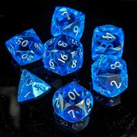 Set Dadu Polihedral 7 Buah Resin Transparan Imitasi Batu Permata Kustom Grosir, Sudut Bulat, Tepi Tajam, DND, Motif Marmer Berputar