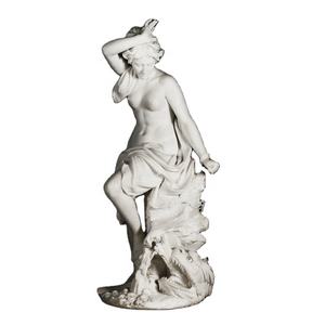 그리스 여성 알몸 앉아 여자 화이트 스톤 소녀 야외 동상 개 - Product Image 1